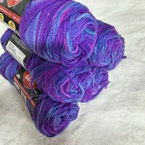 Red Heart Super Saver Yarn GRAPE FIZZ 3931‎ Acrylic 5 oz Skeins LOT OF 6